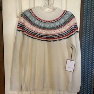 Tabitha Webb Sweater Lambswool Blend Scottie Dog Pattern Large NEW